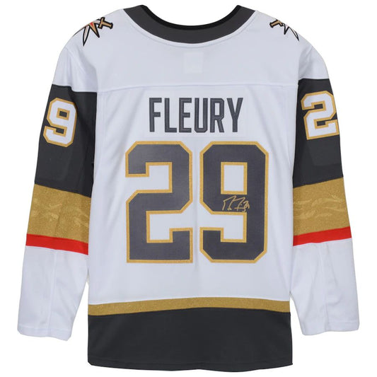 V.Golden Knights #29 Marc-Andre Fleury Fanatics Authentic Autographed Breakaway Jersey White Stitched American Hockey Jersey UNEC