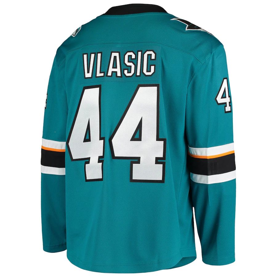 SJ.Sharks #44 Marc-Edouard Vlasic Fanatics Branded Breakaway Home Player Jersey Teal Stitched American Hockey Jersey UNEC