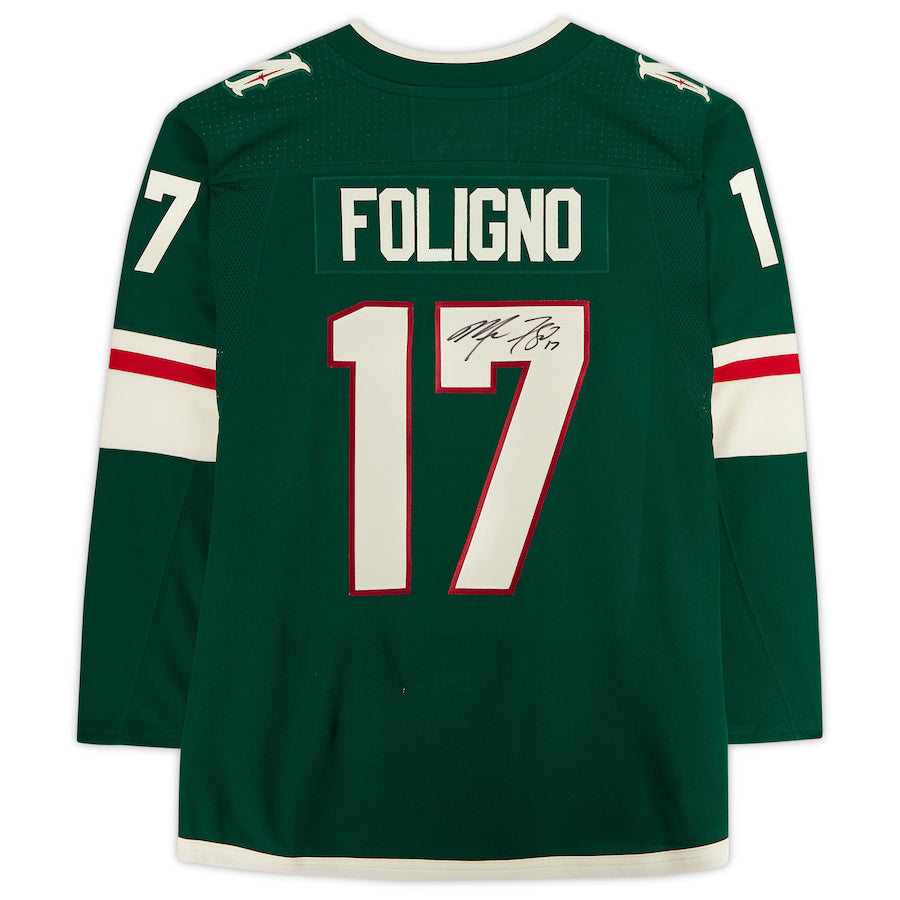 M.Wild #17 Marcus Foligno Fanatics Authentic Autographed Jersey Green Stitched American Hockey Jersey UNEC