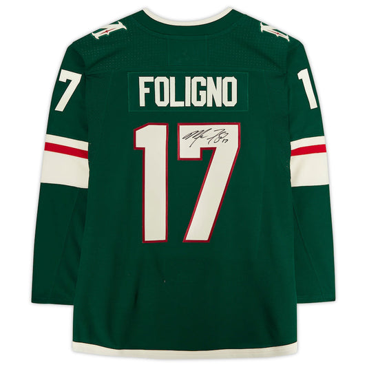 M.Wild #17 Marcus Foligno Fanatics Authentic Autographed Jersey Green Stitched American Hockey Jersey UNEC