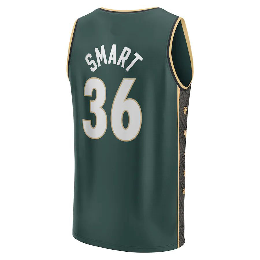 B.Celtics #36 Marcus Smart Fanatics Branded 2022-23 Fastbreak Jersey City Edition Kelly Green Stitched American Basketball Jersey UNEC