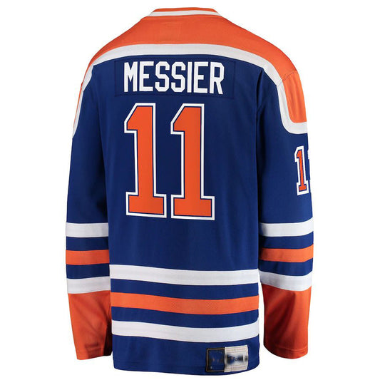 E.Oilers #11 Mark Messier Fanatics Branded Premier Breakaway Retired Player Jersey Blue Stitched American Hockey Jersey UNEC