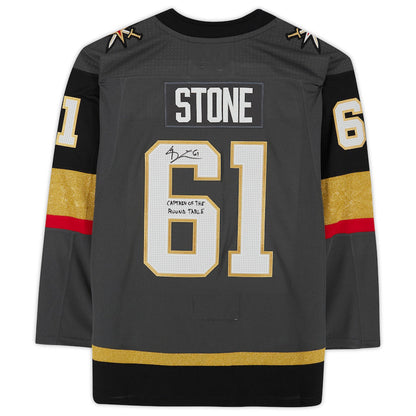 V.Golden Knights #61 Mark Stone Fanatics Authentic Autographed with Captain Of The Round Table Inscription  Limited Edition of 61 Gray Alternate Jersey Hockey Jersey UNEC