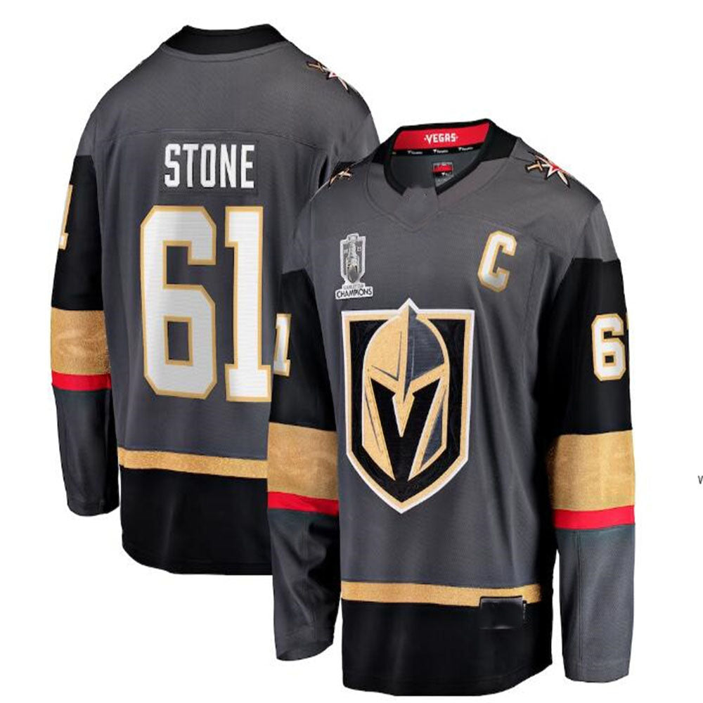 V.Golden Knights #61 Mark Stone Fanatics Branded 2023 Stanley Cup Champions Alternate Breakaway Player Jersey - Black Hockey Jersey UNEC