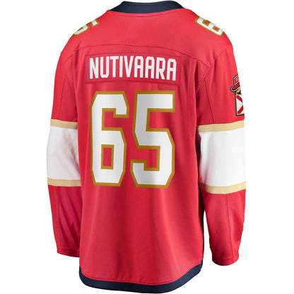 F.Panthers #65 Markus Nutivaara Fanatics Branded Home Breakaway Player Jersey Red Stitched American Hockey Jersey UNEC