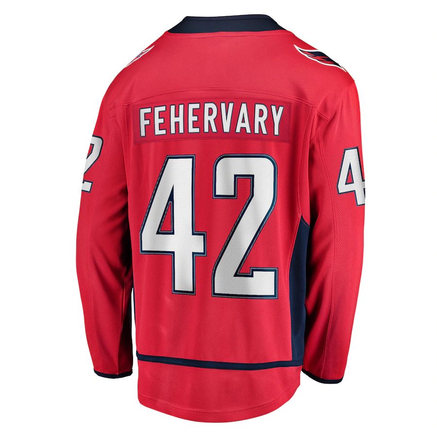 W.Capitals #42 Martin Fehervary  Fanatics Branded Home Breakaway Player Jersey Red Stitched American Hockey Jersey UNEC