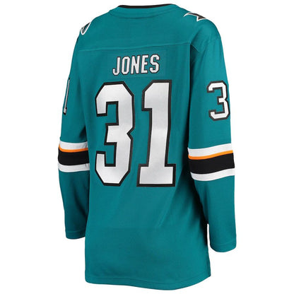 SJ.Sharks #31 Martin Jones Fanatics Branded Breakaway Home Team Player Jersey  Teal Stitched American Hockey Jersey UNEC