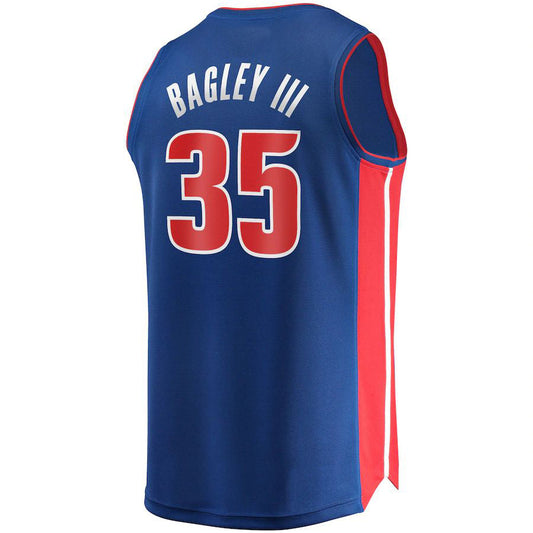 D.Pistons #35 Marvin Bagley III Fanatics Branded 2021-22 Fast Break Replica Jersey Icon Edition Blue Stitched American Basketball Jersey UNEC