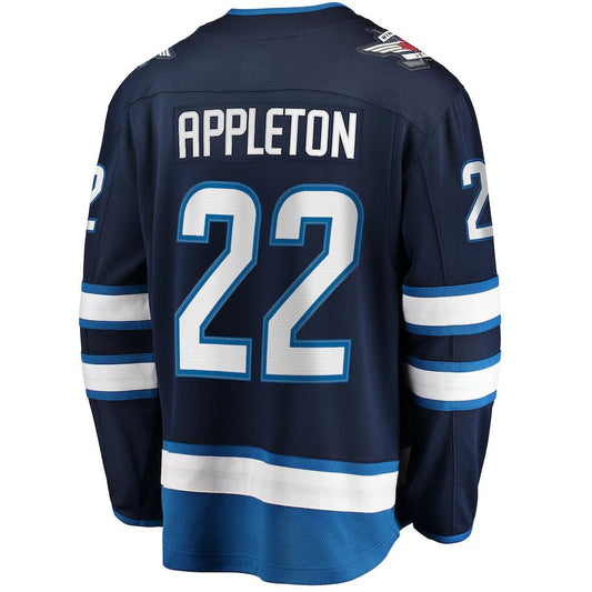 W.Jets #22 Mason Appleton Fanatics Branded Home Breakaway Jersey  Navy Stitched American Hockey Jersey UNEC