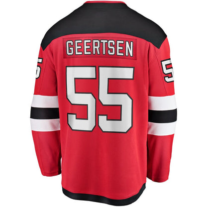 NJ.Devils #55 Mason Geertsen Fanatics Branded Home Breakaway Player Jersey Red Stitched American Hockey Jersey UNEC