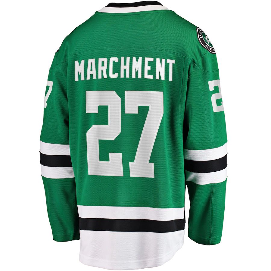 D.Stars #27 Mason Marchment Fanatics Branded Home Breakaway Player Jersey Kelly Green Stitched American Hockey Jersey UNEC