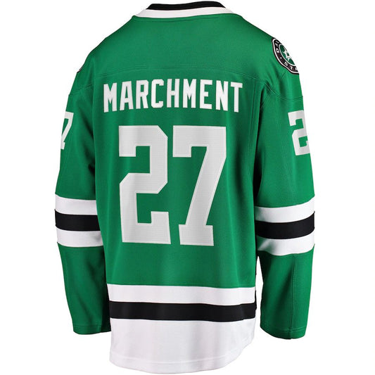 D.Stars #27 Mason Marchment Fanatics Branded Home Breakaway Player Jersey Kelly Green Stitched American Hockey Jersey UNEC