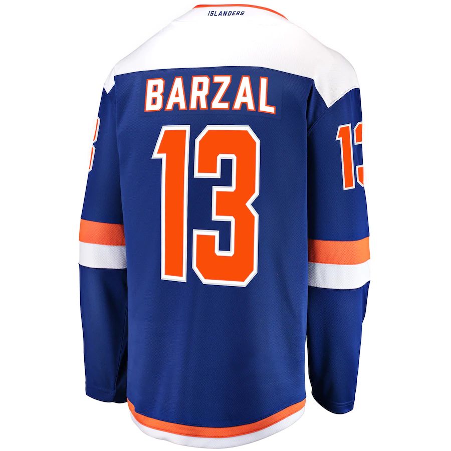 NY.Islanders #13 Mathew Barzal Fanatics Branded Alternate Breakaway Jersey Royal Stitched American Hockey Jersey UNEC