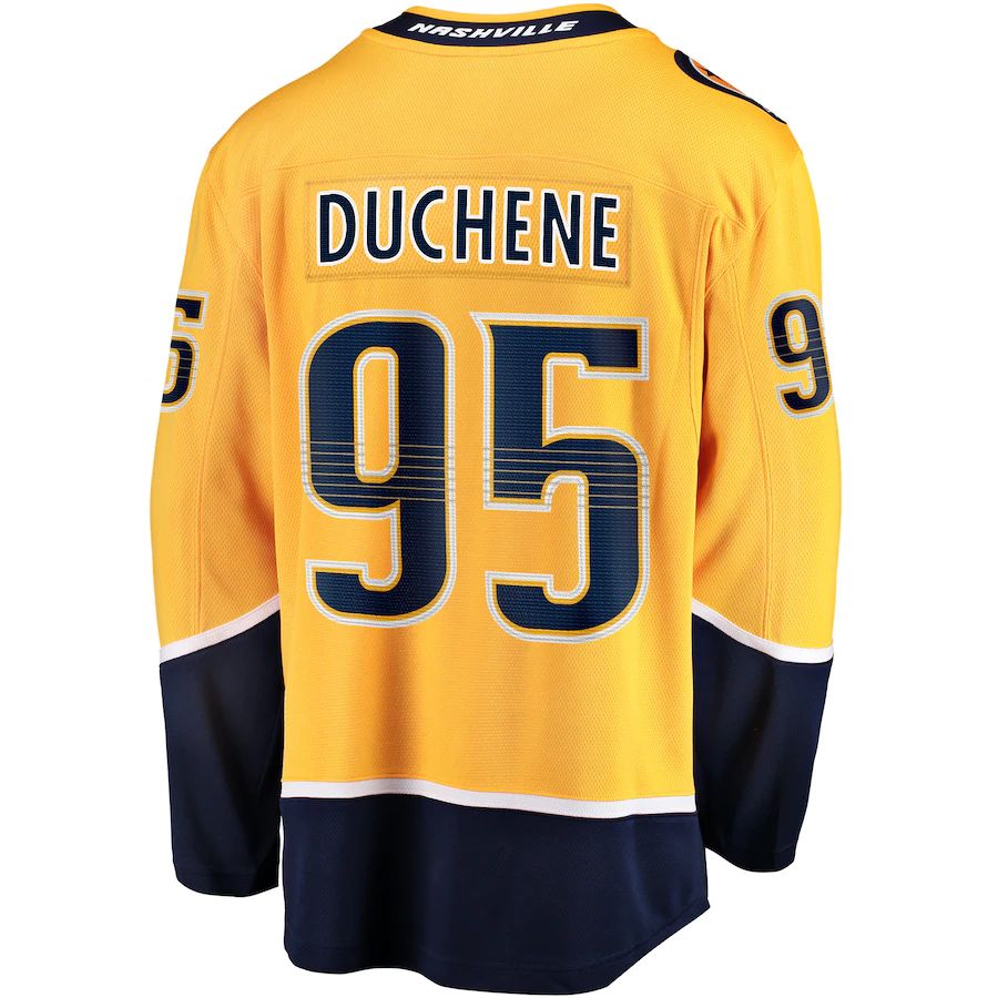 N.Predators #95 Matt Duchene Fanatics Branded Home Premier Breakaway Player Jersey Gold Stitched American Hockey Jersey UNEC