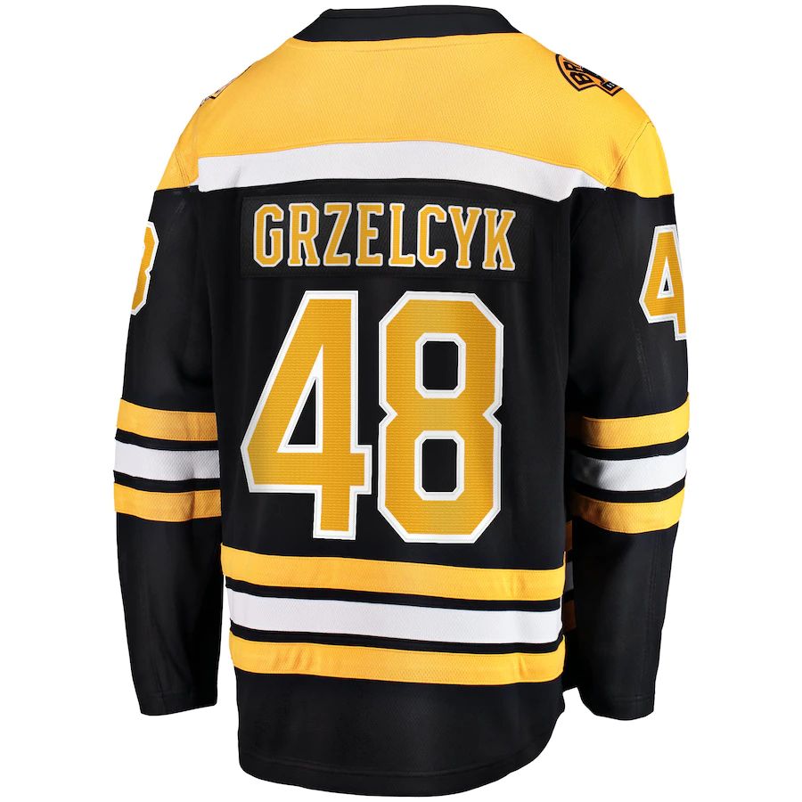 B.Bruins #48 Matt Grzelcyk Fanatics Branded Team Home Breakaway Player Jersey Black Stitched American Hockey Jersey UNEC
