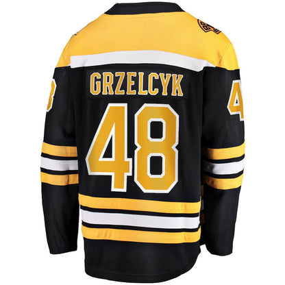 B.Bruins #48 Matt Grzelcyk Fanatics Branded Team Home Breakaway Player Jersey Black Stitched American Hockey Jersey UNEC