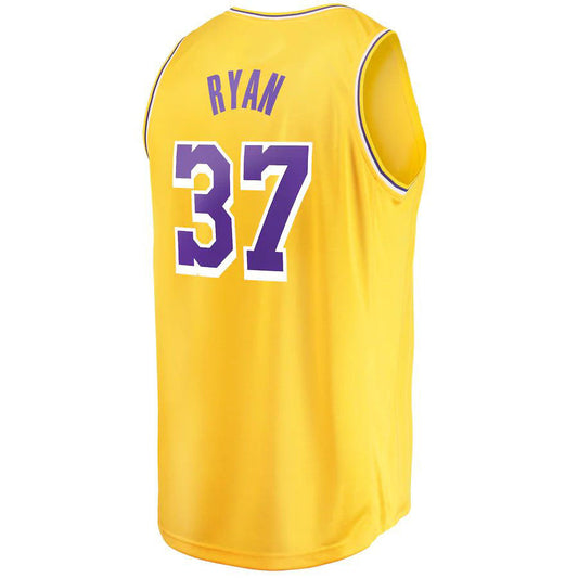 LA.Lakers #37 Matt Ryan Fanatics Branded 2022-23 Fast Break Replica Player Jersey  Icon Gold Stitched American Basketball Jersey UNEC