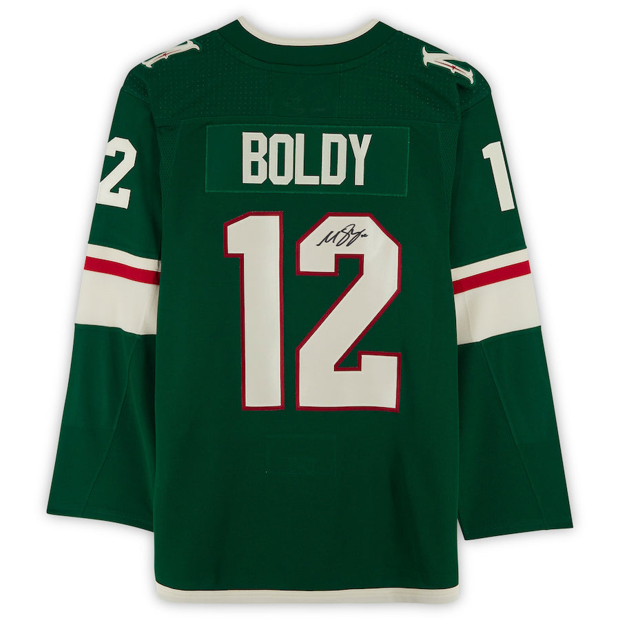 M.Wild #12 Matthew Boldy Fanatics Authentic Autographed Jersey Green Stitched American Hockey Jersey UNEC