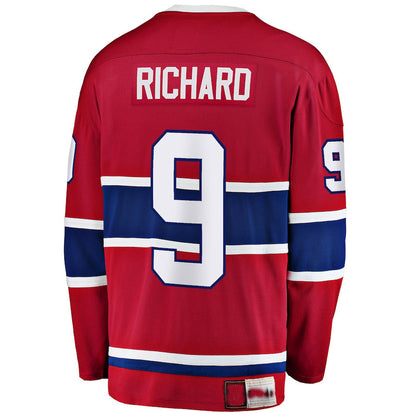 M.Canadiens #9 Maurice Richard Fanatics Branded Premier Breakaway Retired Player Jersey  Red Stitched American Hockey Jersey UNEC