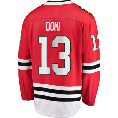 C.Blackhawks #13 Max Domi Fanatics Branded Home Breakaway Player Jersey Red Stitched American Hockey Jersey UNEC