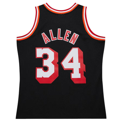 M.Heat #34 Ray Allen Mitchell & Ness 2013-14 Hardwood Classics Swingman Jersey - Black Stitched American Basketball Jersey UNEC
