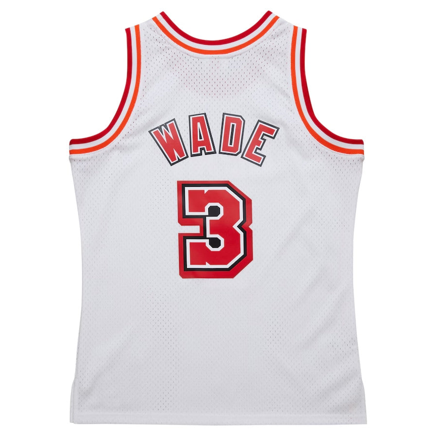 M.Heat #3 Dwyane Wade Mitchell & Ness 2007-08 Hardwood Classics Swingman Jersey - White Stitched American Basketball Jersey UNEC