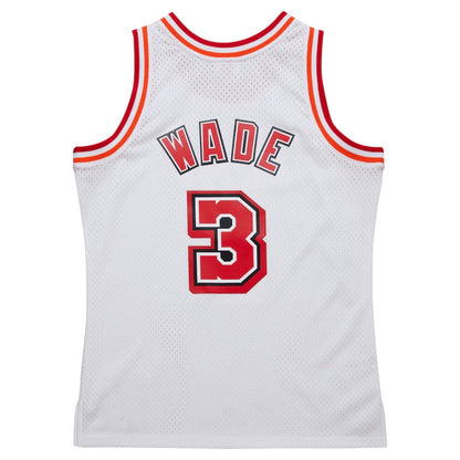 M.Heat #3 Dwyane Wade Mitchell & Ness 2007-08 Hardwood Classics Swingman Jersey - White Stitched American Basketball Jersey UNEC