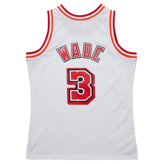 M.Heat #3 Dwyane Wade Mitchell & Ness 2007-08 Hardwood Classics Swingman Jersey - White Stitched American Basketball Jersey UNEC