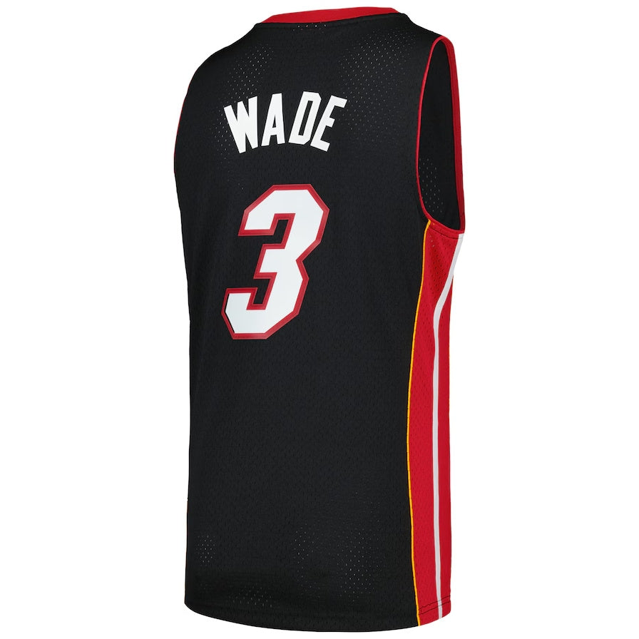 M.Heat #3 Dwyane Wade Mitchell & Ness 2012-13 Hardwood Classics Swingman Jersey - Black Stitched American Basketball Jersey UNEC