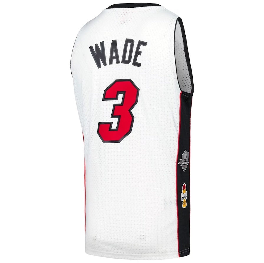 M.Heat #3 Dwyane Wade Mitchell & Ness Unisex Hall of Fame Class of 2023 Throwback Swingman Jersey - White Stitched American Basketball Jersey UNEC