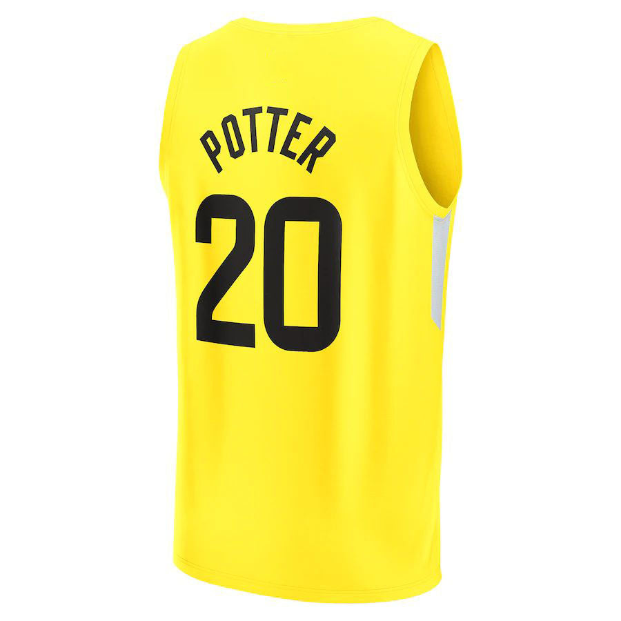 U.Jazz #20 Micah Potter Fanatics Branded 2022-23 Fast Break Replica Player Jersey Icon Edition Yellow Stitched American Basketball Jersey UNEC