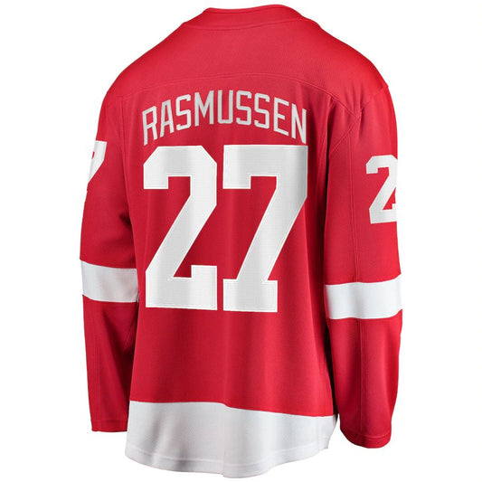 D.Red Wings #27 Michael Rasmussen Fanatics Branded Home Breakaway Player Jersey Red Stitched American Hockey Jersey UNEC