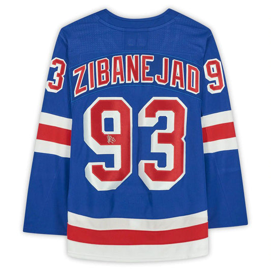 NY.Rangers #93 Mika Zibanejad Fanatics Authentic Autographed  Blue Stitched American Hockey Jersey UNEC