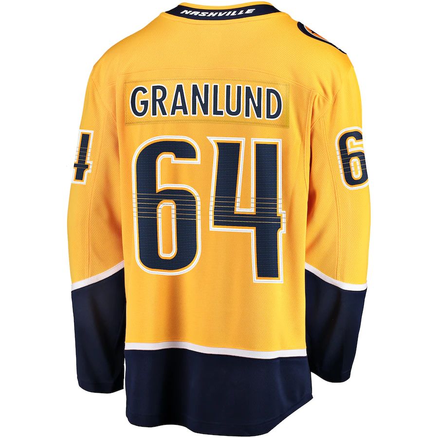 N.Predators #64 Mikael Granlund Fanatics Branded Replica Player Jersey  Gold Stitched American Hockey Jersey UNEC