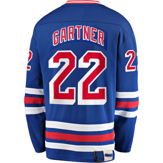 NY.Rangers #22 Mike Gartner Fanatics Branded Premier Breakaway Retired Player Jersey Blue Stitched American Hockey Jersey UNEC