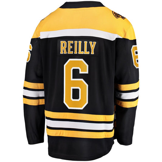 B.Bruins #6 Mike Reilly Fanatics Branded 2017-18 Home Breakaway Replica Jersey Black Stitched American Hockey Jersey UNEC
