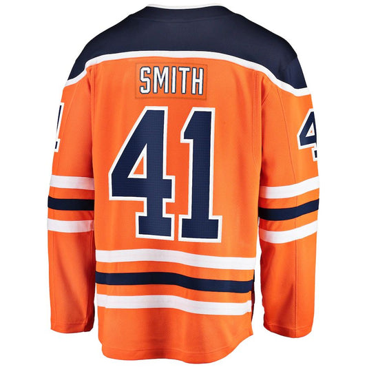 E.Oilers #41 Mike Smith Fanatics Branded Breakaway Team Color Player Jersey Orange Stitched American Hockey Jersey UNEC