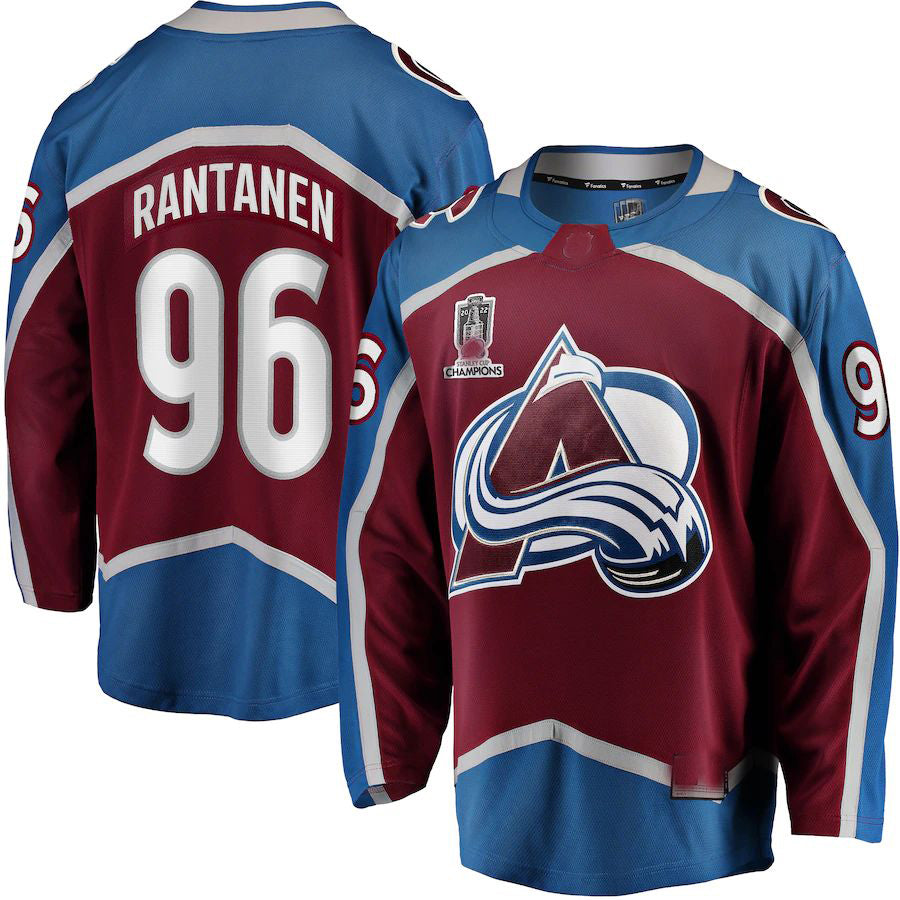C.Avalanche #96 Mikko Rantanen Fanatics Branded Home 2022 Stanley Cup Champions Breakaway Player Jersey Burgundy Stitched American Hockey Jersey UNEC