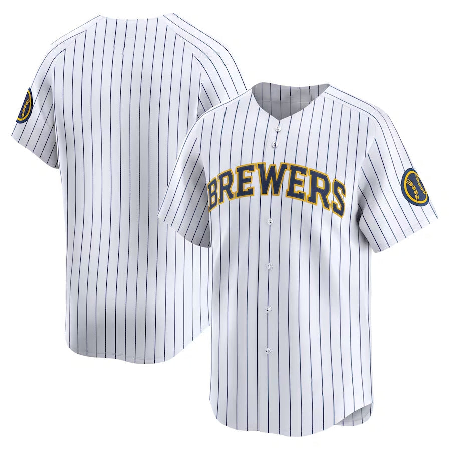 Milwaukee Brewers Alternate Limited Jersey - White Stitched Baseball Jersey