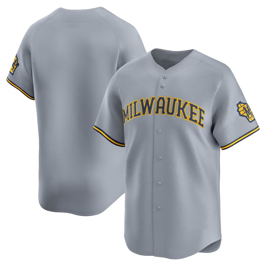 Milwaukee Brewers Road Limited Jersey - Gray Stitched Baseball Jersey