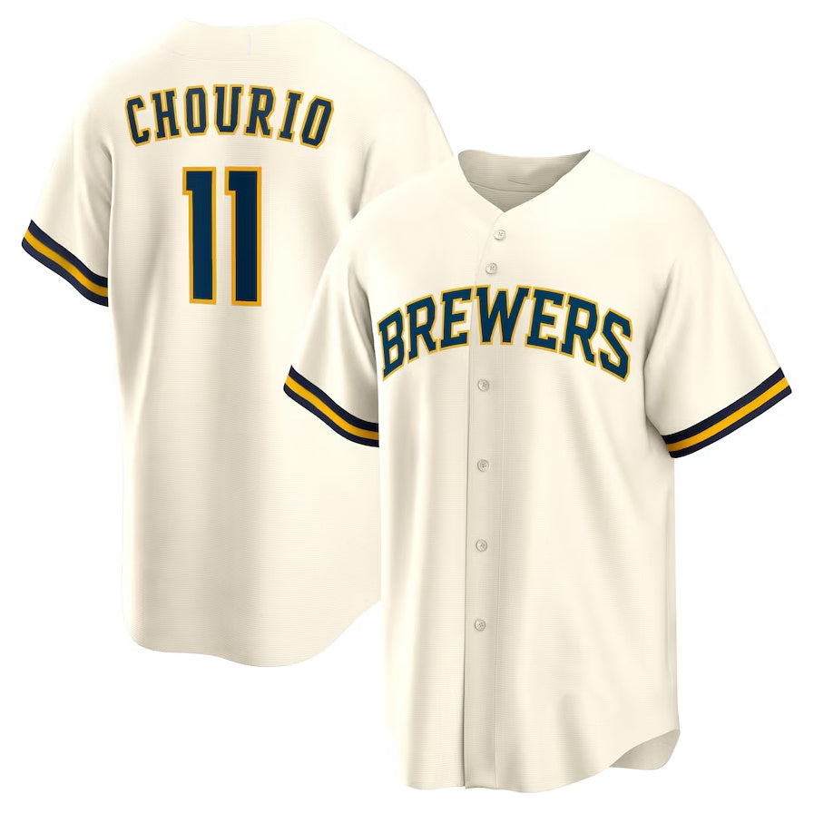 Milwaukee Brewers #11 Jackson Chourio Home Replica Jersey - Cream Stitched Baseball Jersey
