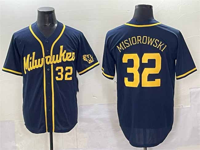 Milwaukee Brewers #32 Jacob Misiorowski Navy 2025 With Patch Stitched Baseball Jersey