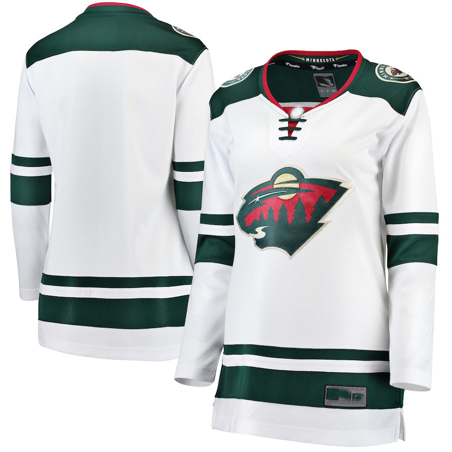 M.Wild Fanatics Fanatics Branded Away Breakaway Jersey White Stitched American Hockey Jersey UNEC