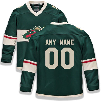 Custom M.Wild Fanatics Branded Home Replica Jersey Green Stitched American Hockey Jersey UNEC