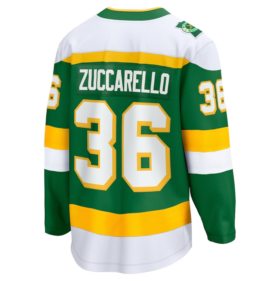 M.Wild #36 Mats Zuccarello Fanatics Alternate Premier Breakaway Player Jersey - Green Stitched American Hockey Jersey UNEC