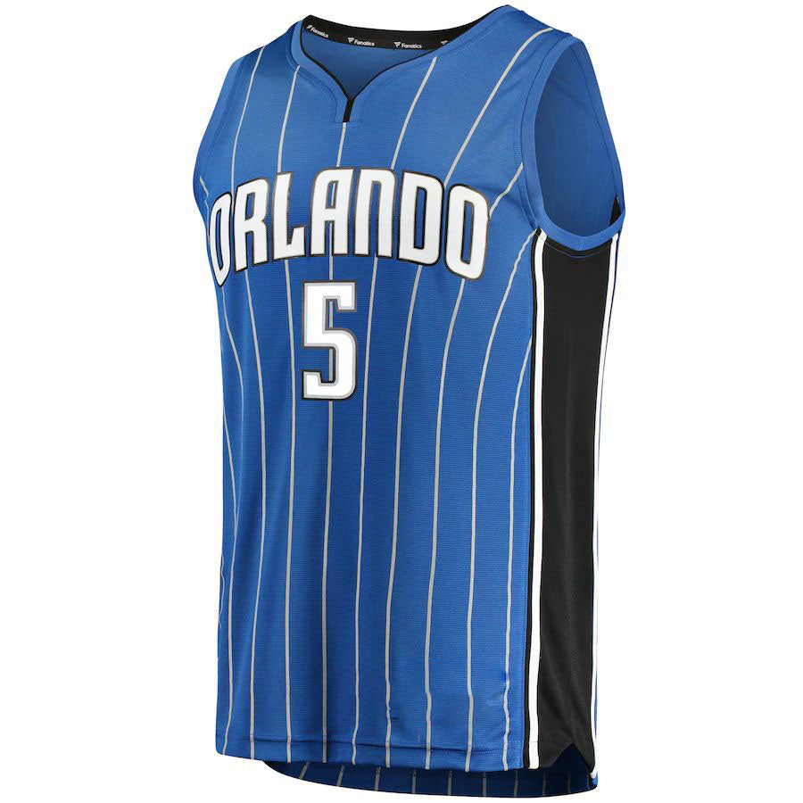 O.Magic #5 Mohamed Bamba Fanatics Branded  Fast Break Replica Jersey Blue Icon Edition Stitched American Basketball Jersey UNEC