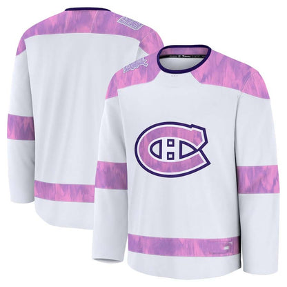 M.Canadiens Fanatics 2024 Hockey Fights Cancer Practice Jersey - White Stitched American Hockey Jersey UNEC
