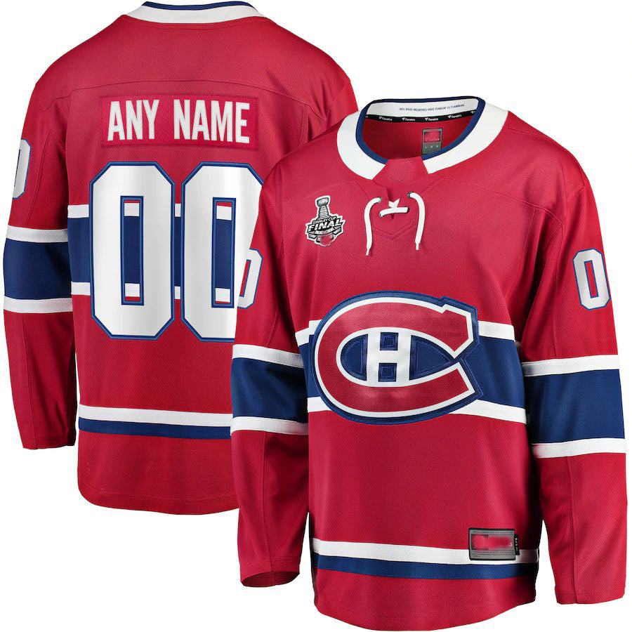 Custom M.Canadiens Fanatics Branded Home 2021 Stanley Cup Final Bound Breakaway Jersey Red Stitched American Hockey Jersey UNEC