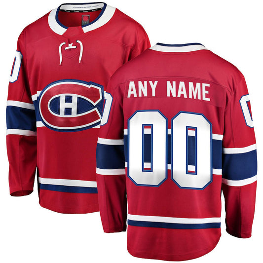 Custom M.Canadiens Fanatics Branded Home Breakaway  Red Stitched American Hockey Jersey UNEC