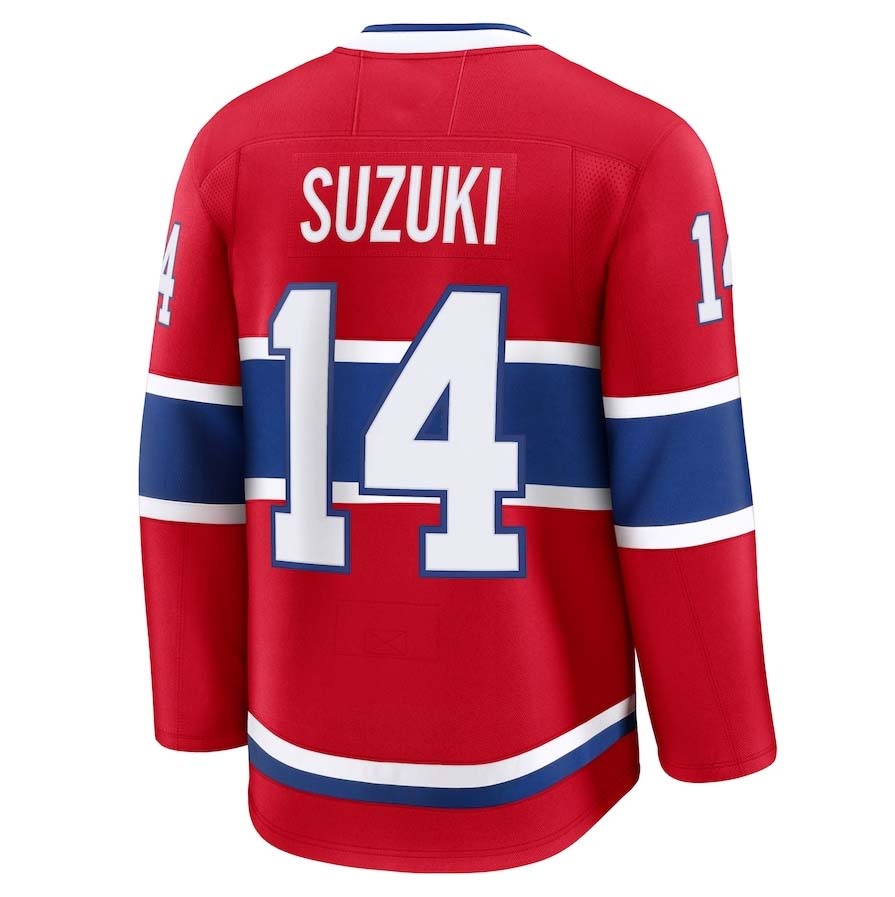 M.Canadiens #14 Nick Suzuki Fanatics Home Premium Jersey - Red Stitched American Hockey Jersey UNEC